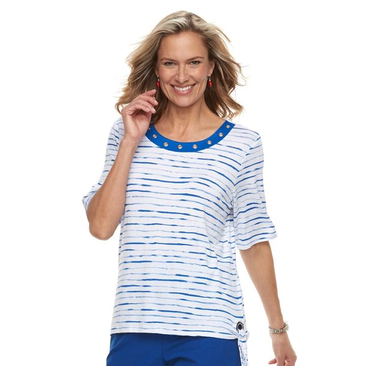Women's Cathy Daniels Striped Side-tie Top, Size: Xl, Brt Blue