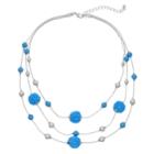 Beaded Multistrand Illusion Necklace, Women's, Blue