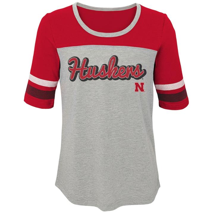 Girls 7-16 Nebraska Cornhuskers Fan-tastic Tee, Size: M 10-12, Grey