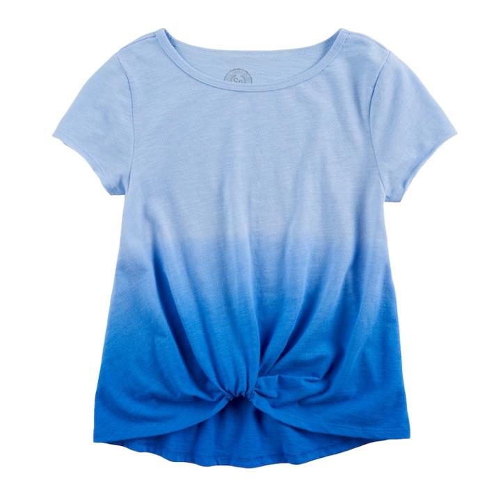 Girls 7-16 So&reg; Knot Front Tee, Size: 16, Med Blue