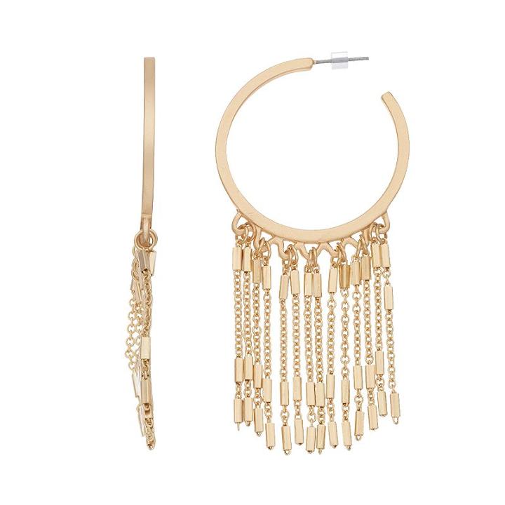 Fringe Hoop Earrings, Women's, Gold