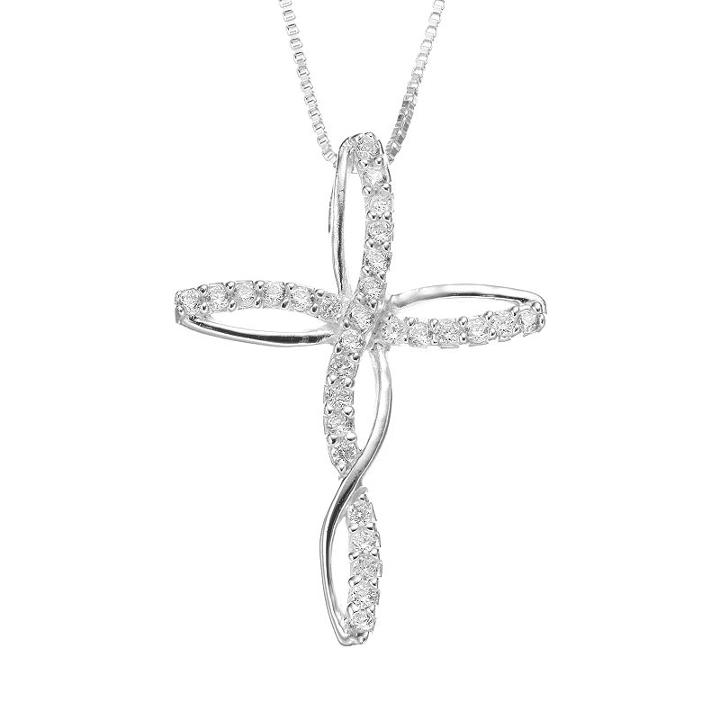 Timeless Cubic Zirconia Sterling Silver Cross Pendant Necklace, Adult Unisex, Multicolor