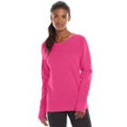 Women's Tek Gear&reg; Fleece Crewneck Sweatshirt, Size: Medium, Dark Pink