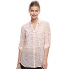 Juniors' Candie's&reg; Print Split-back Hem Blouse, Teens, Size: Xs, Pink