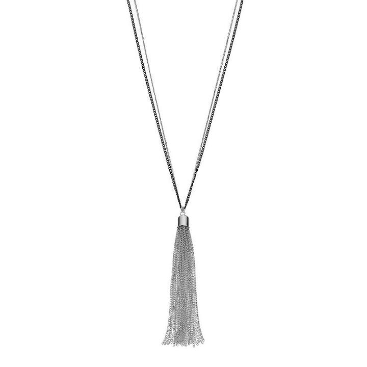 Apt. 9&reg; Two Tone Long Tassel Pendant Necklace, Women's, Black