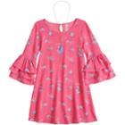 Girls 7-16 Beautees Ruffled Sleeve Shift Dress With Necklace, Size: 16, Lt Orange