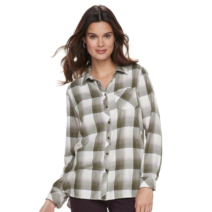 Women's Sonoma Goods For Life&trade; Supersoft Essential Shirt, Size: Xxl, Dark Green
