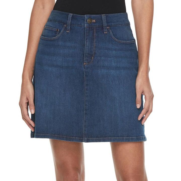 Petite Croft & Barrow&reg; Essential Jean Skort, Women's, Size: 10 Petite, Med Blue