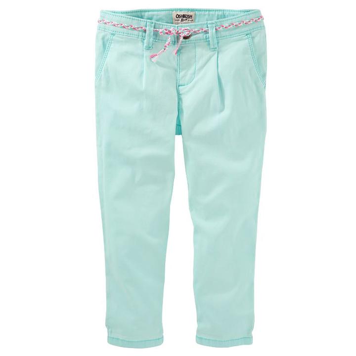 Girls 4-8 Oshkosh B'gosh&reg; Slim Slouch Stretch Twill Pants, Girl's, Size: 7, Turquoise/blue (turq/aqua)
