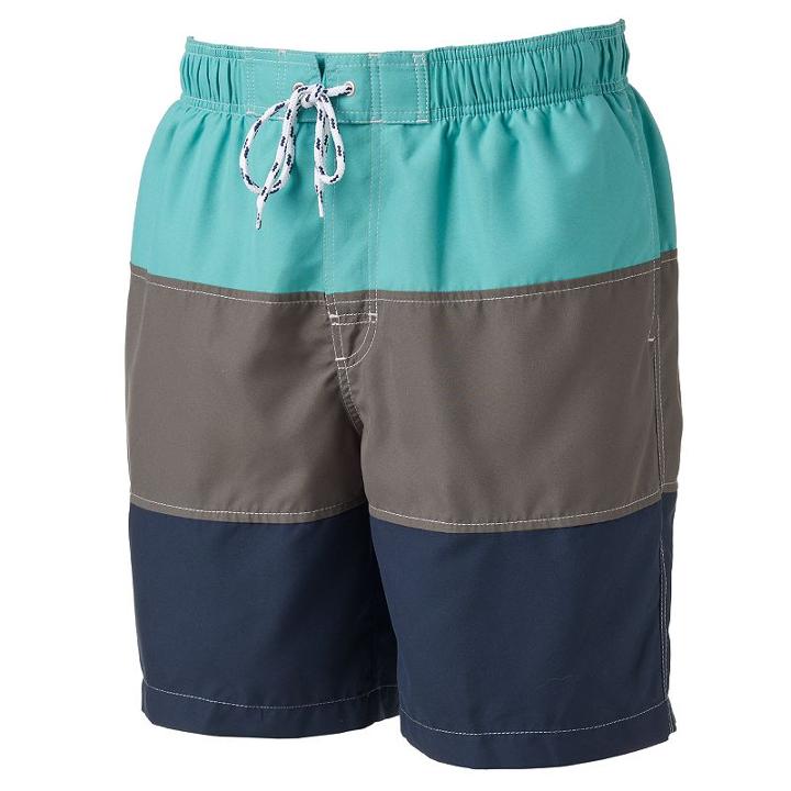 Big & Tall Croft & Barrow&reg; Colorblock Microfiber Swim Trunks, Men's, Size: 2xb, Turquoise/blue (turq/aqua)