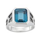 Men's Two Tone Sterling Silver Lab-created Blue Topaz Ring, Size: 8