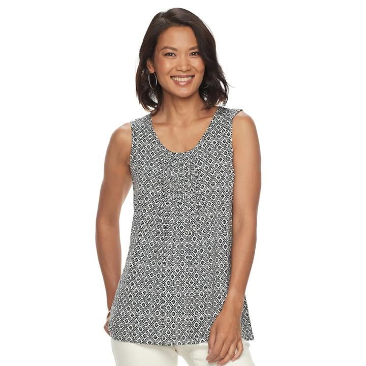 Women's Croft & Barrow&reg; Print Scoopneck Tank, Size: Xs, Dark Grey