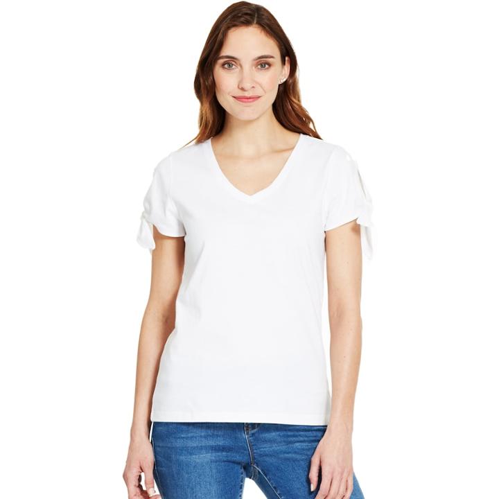 Women's Izod Slit-sleeve Knot Tee, Size: Medium, White
