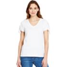 Women's Izod Slit-sleeve Knot Tee, Size: Medium, White