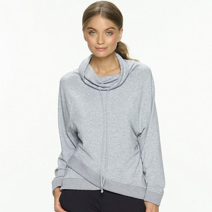 Women's Jezebel French Terry Cowlneck Lounge Top, Size: Xl, Light Grey