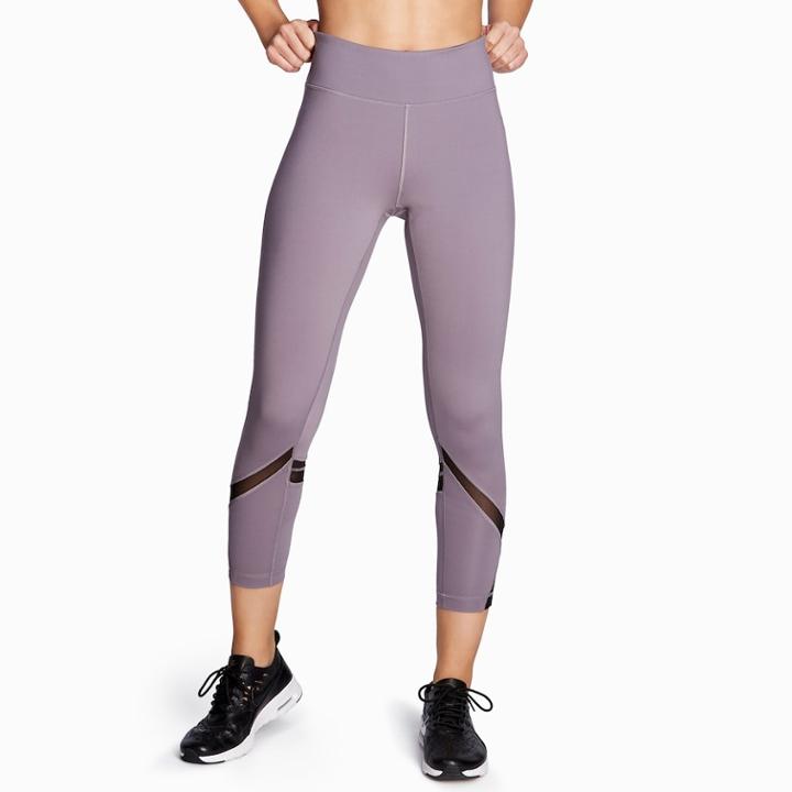 Women's Danskin Chevron Mesh Ankle Leggings, Size: Medium, Grey (charcoal)