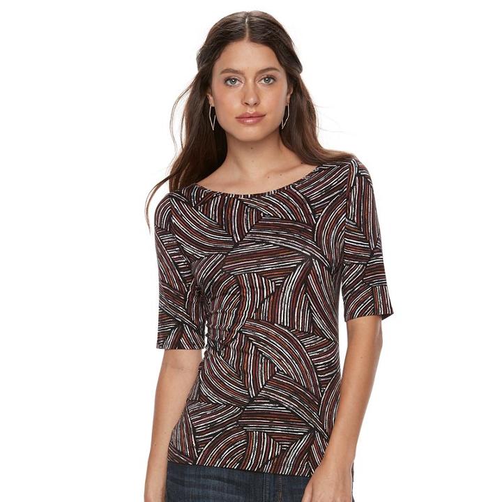 Petite Apt. 9&reg; Essential Boatneck Tee, Women's, Size: Xs Petite, Black