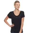 Women's Apt. 9&reg; Embellished Scoopneck Tee, Size: Small, Oxford