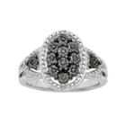 1/10 Carat T.w. Black & White Diamond Sterling Silver Oval Ring, Women's, Size: 7