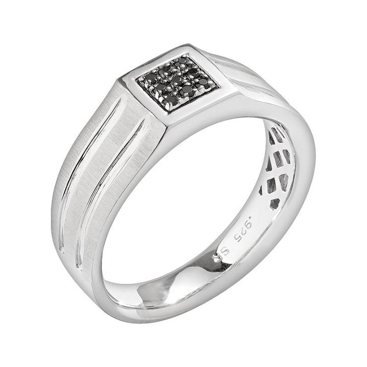 Sterling Silver Black Sapphire Ring, Men's, Size: 12