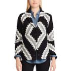 Women's Chaps Print Shawl-collar Cardigan Sweater, Size: Xl, Black