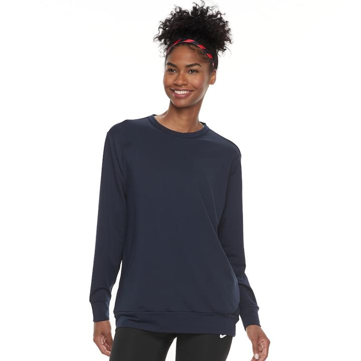 Women's Nike Dry Training Open Back Long Sleeve Top, Size: Xl, Light Blue