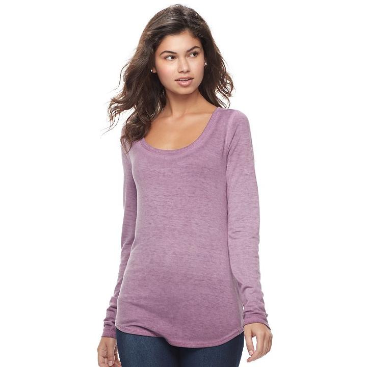 Juniors' Mudd&reg; Scoopneck Tee, Teens, Size: Small, Purple