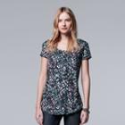Women's Simply Vera Vera Wang Printed Scoopneck Tee, Size: Xl, Light Grey