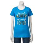 Juniors' Not Enough Coffee Metallic Graphic Tee, Girl's, Size: Xl, Turquoise/blue (turq/aqua)