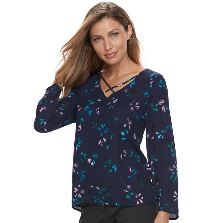 Women's Apt. 9&reg; Criss-cross Chiffon Top, Size: Xl, Dark Blue