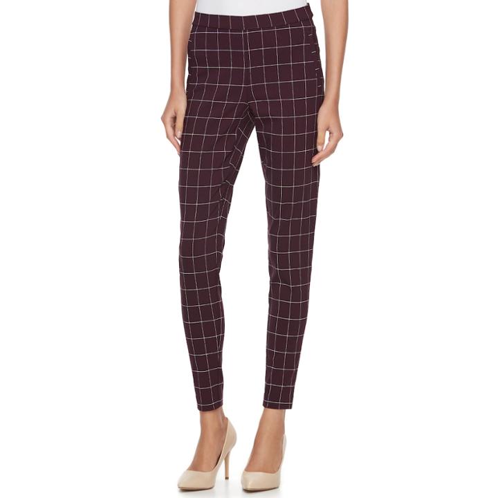 Women's Elle&trade; Pull-on Ponte Skinny Pants, Size: Xl Long, Red