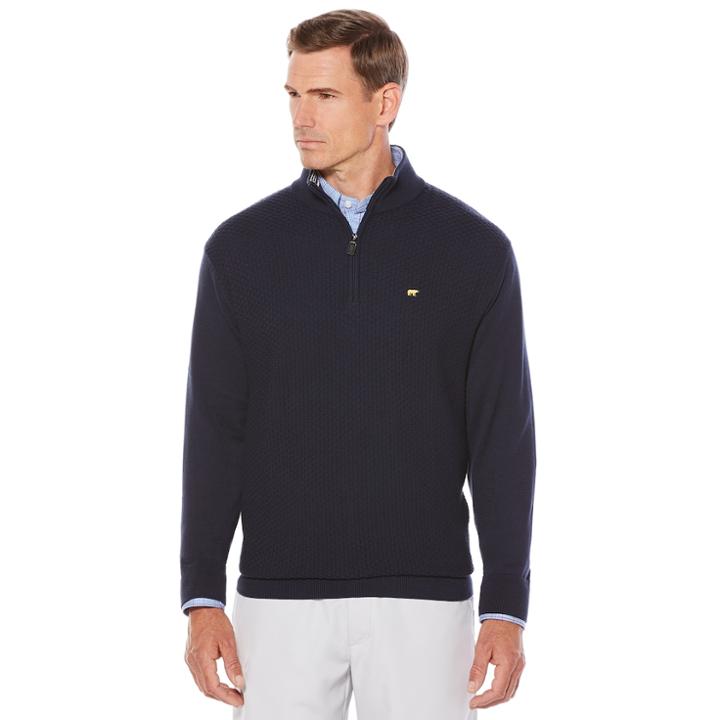 Men's Jack Nicklaus Regular-fit Mini-grid Textured Quarter-zip Golf Pullover, Size: Small, Light Blue