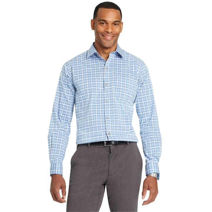 Men's Van Heusen Traveler Stretch Classic-fit No-iron Button-down Shirt, Size: Small, Blue (navy)