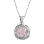 Silver Plate Pink Glass Frame Pendant, Women's, Size: 18