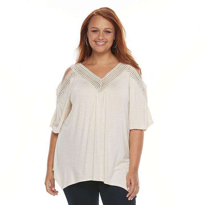 Plus Size French Laundry Cold-shoulder Shark-bite Top, Women's, Size: 1xl, Beige Oth