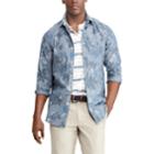 Big & Tall Chaps Easy Care Stretch Print Shirt, Men's, Size: L Tall, Blue