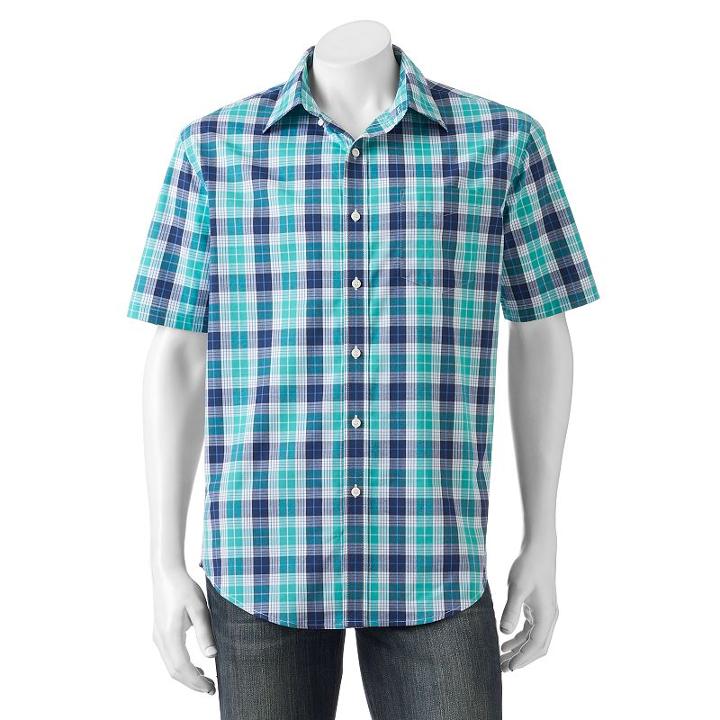 Men's Croft & Barrow&reg; True Comfort Classic Fit Stretch Patterned Button Down Shirt, Size: Xxl, Turquoise/blue (turq/aqua)