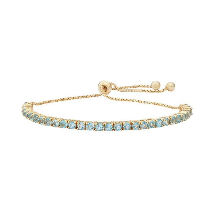 14k Gold Over Silver Blue Topaz Lariat Bracelet, Women's, Size: 9