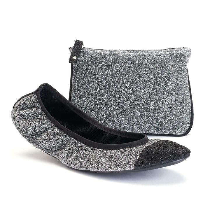 Sidekicks Enside Women's Foldable Ballet Flats, Size: Medium, Silver