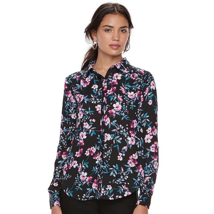 Women's Elle™ Chiffon Blouse, Size: Xxl, Black