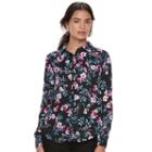 Women's Elle&trade; Chiffon Blouse, Size: Xxl, Black