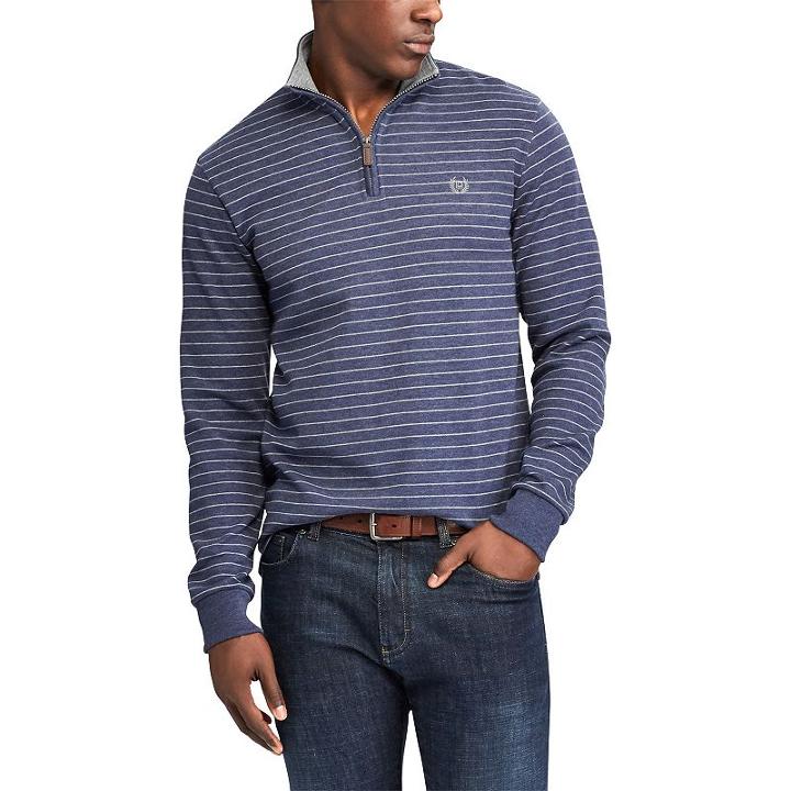 Men's Chaps Classic-fit Easy-care Quarter-zip Pullover, Size: Medium, Blue (navy)
