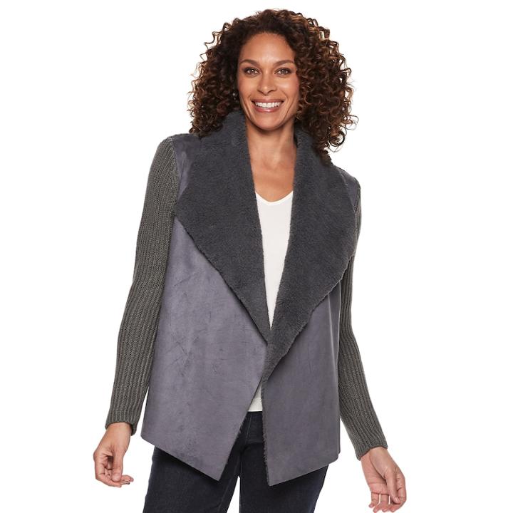 Women's Napa Valley Sherpa Draped Jacket, Size: Medium, Grey (charcoal)
