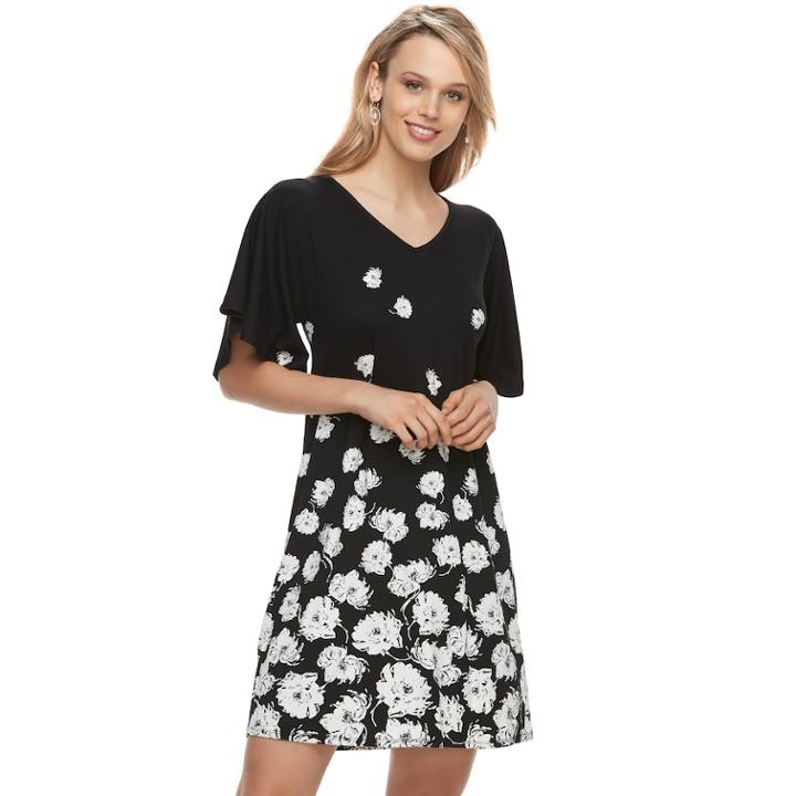 Women's Apt. 9&reg; Flutter Shift Dress, Size: Medium, Black