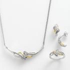 10k Gold Over Silver And Sterling Silver 1/4-ct. T.w. Diamond Twist Necklace, Ring And Drop Earring Set, Women's, White