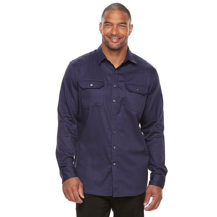 Big & Tall Apt. 9&reg; Jaspe Premier Flex Slim-fit Stretch Button-down Shirt, Men's, Size: Xxl Tall, Drk Purple