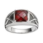 Sterling Silver Lab-created Garnet Ring - Men, Size: 11, Red