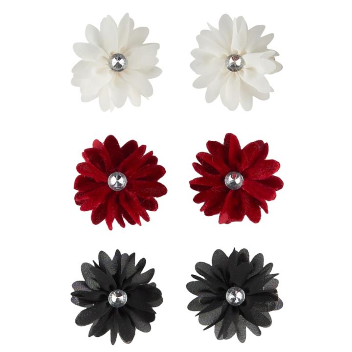 Girls 4-16 6-pk. Flower Hair Clips, Dark Red