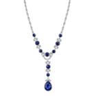 1928 Blue Teardrop Y Necklace, Women's, Size: 16