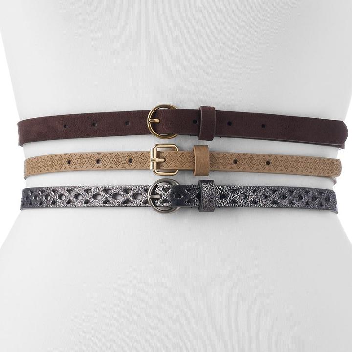 Women's Apt. 9&reg; 3-for-1 Skinny Belt Set, Size: Small, Lt Brown